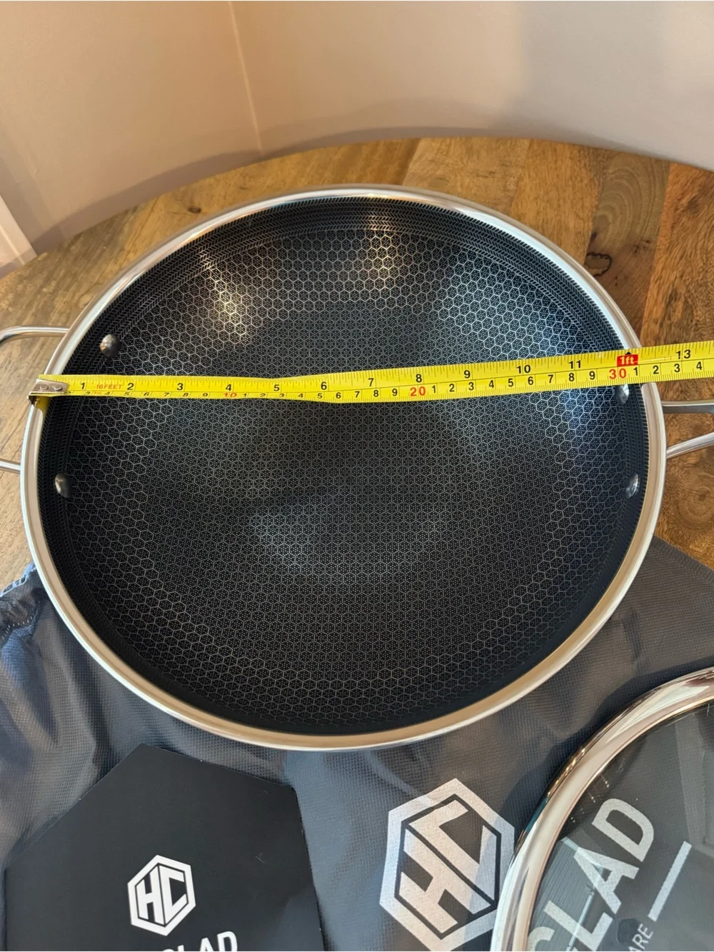 HEXCLAD | 12” Hybrid Wok with Glass Lid, Nonstick Stainless Steel - Complete NEW